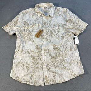 OPB Original Paperbacks Men's Beige& Tan Abstract Short Sleeve ButtonUp Shirt XL